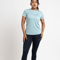 The Vibrant Combo (Navy Blue Legging & Sky Blue/ Mauve T-Shirt Set) - Beyond Physique